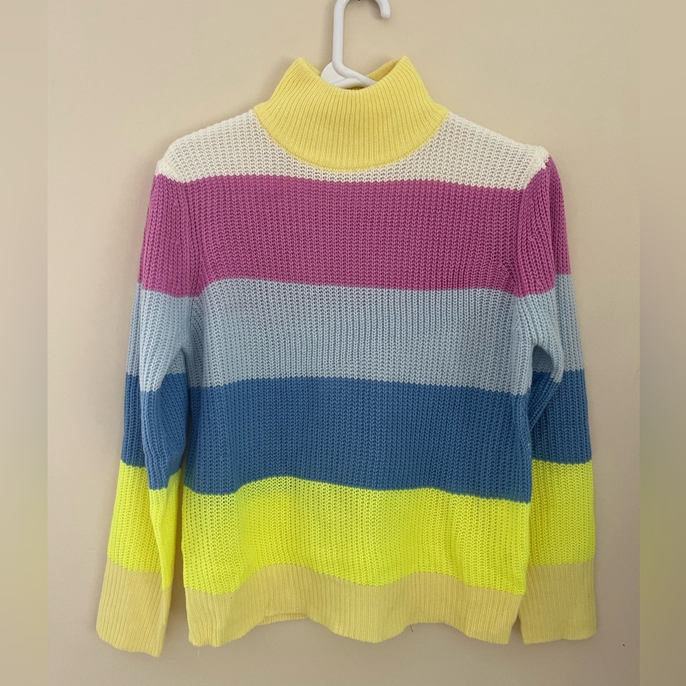 AMAZON Pink Colorful Striped Knit Sweater Size S NWOT - Picture 7 of 8